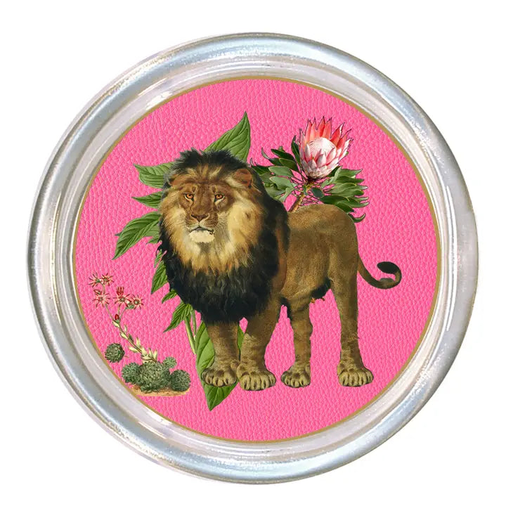 Lion Coasters Glass Set of 4