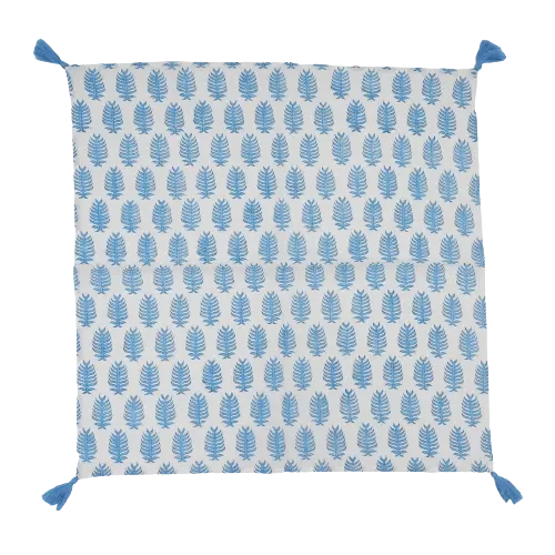 Set of Six Napkins Blue Fern Print with Tassel