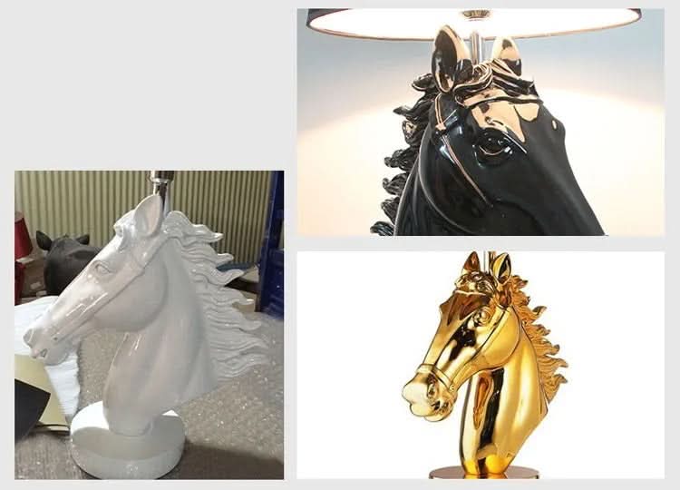 Modern Horse Head Table Lamp in Gold