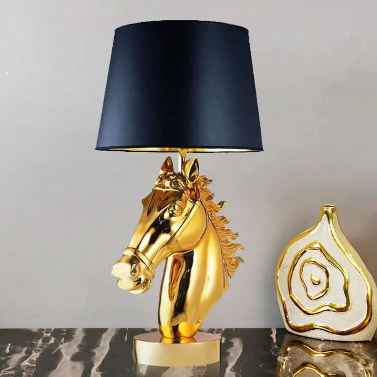 Modern Horse Head Table Lamp in Gold