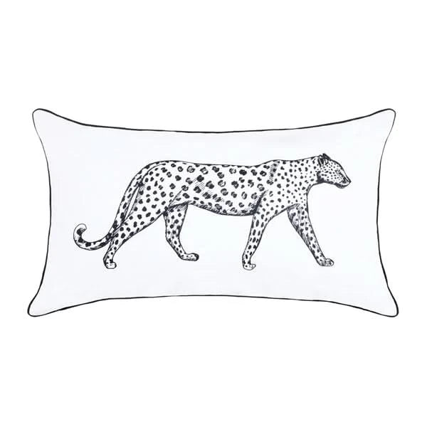 Panther Print Lumbar Pillow in Black and White