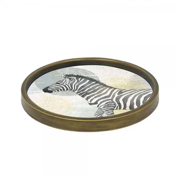Light Wood Painted Zebra Tray