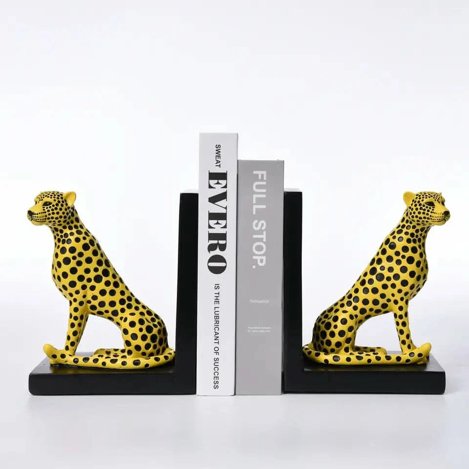 Leopard Sculpture Bookends in White, Yellow or Black
