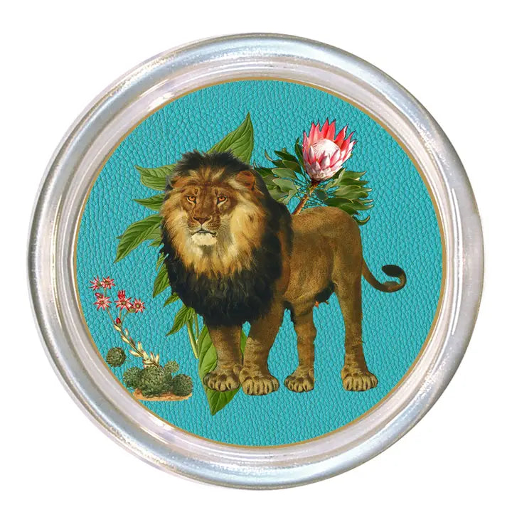 Lion Coasters Glass Set of 4