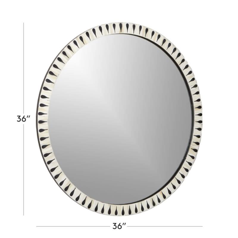 Bone Inlay Round Mirror