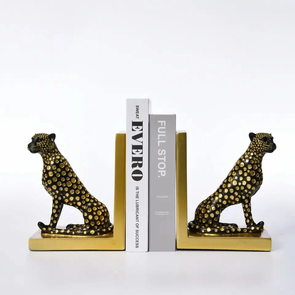 Leopard Sculpture Bookends in White, Yellow or Black