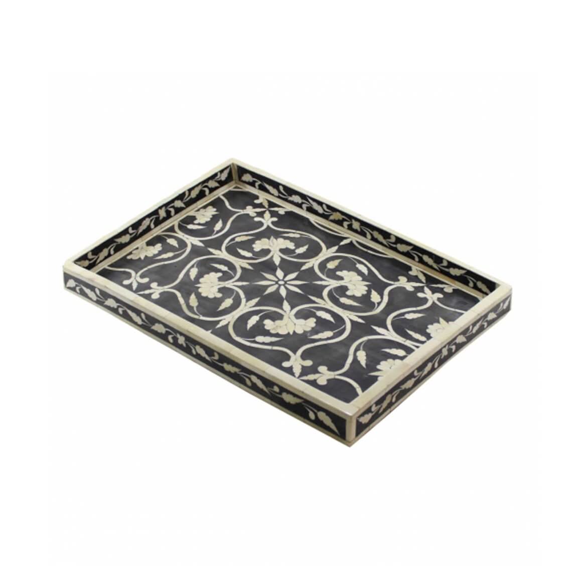 Bone Inlay Tray Blue and Ivory
