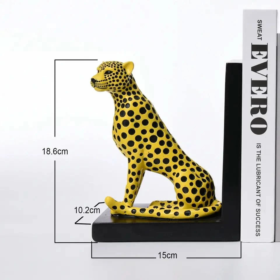 Leopard Sculpture Bookends in White, Yellow or Black