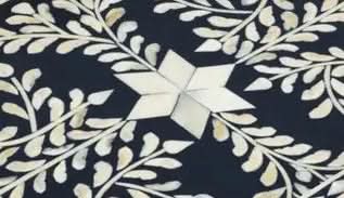 Hexagon Bone Inlay Tray Black and Ivory