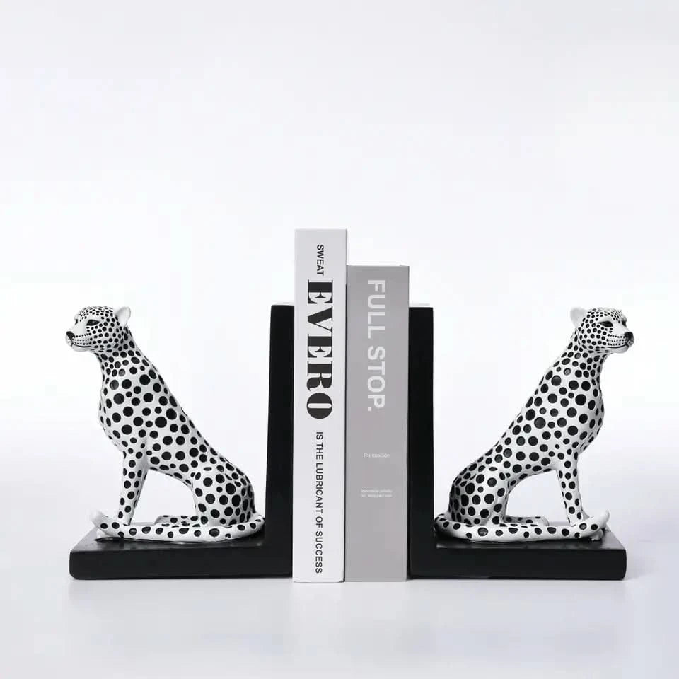 Leopard Sculpture Bookends in White, Yellow or Black