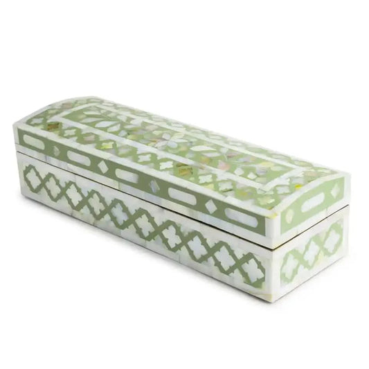 Bone Inlay Vanity Box Sage Green and White