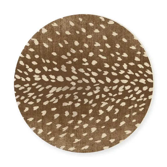 Linen Place Mats in Antelope Tan Set of 4 Round