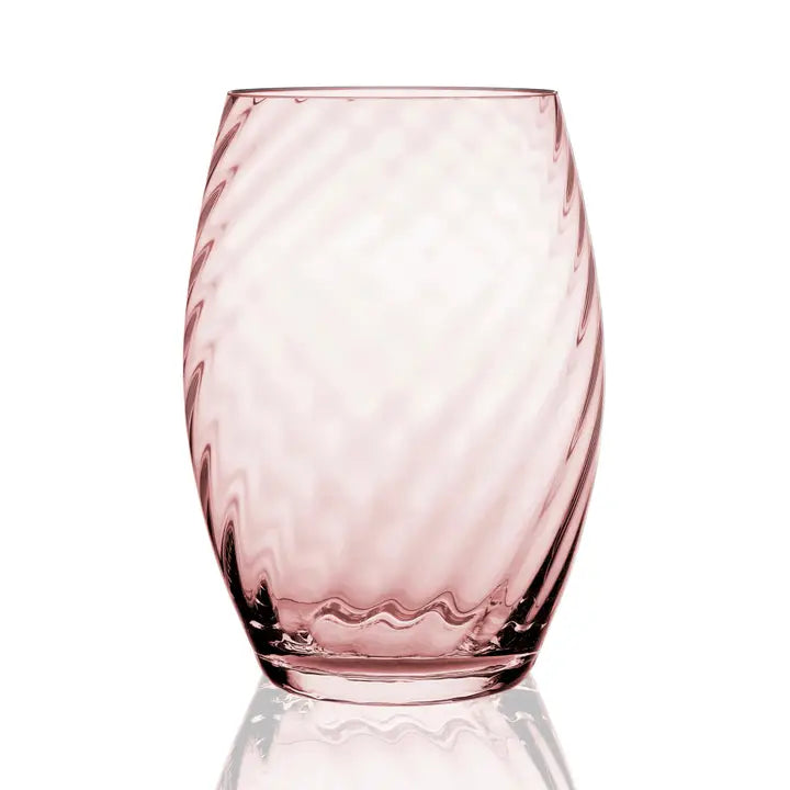Hand Bown Hurricane Candle Rose Glass