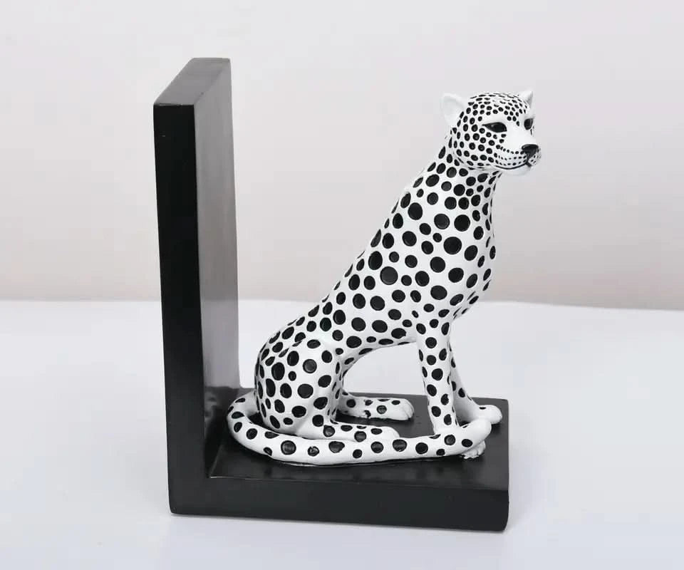 Leopard Sculpture Bookends in White, Yellow or Black