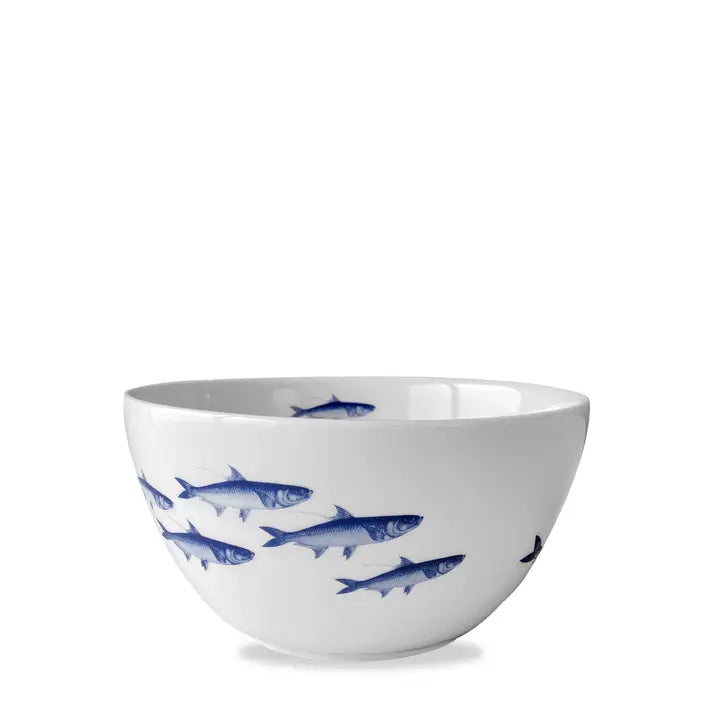Set of 4 School of Blue Fish Cereal Bowls
