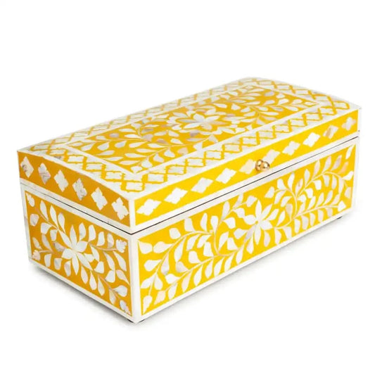 Bone Inlay Vanity Box in Yellow and Ivory