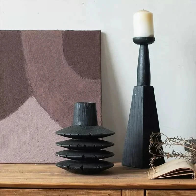 Vintage East Asian Wooden Vase