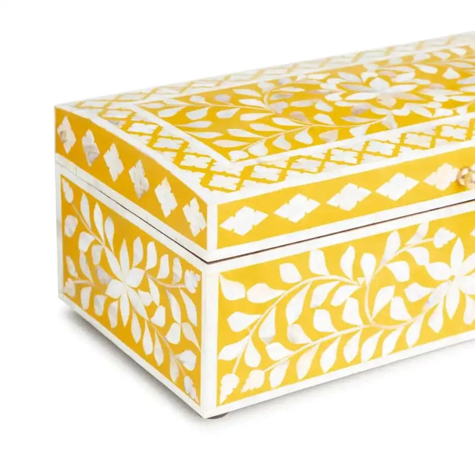 Bone Inlay Vanity Box in Yellow and Ivory