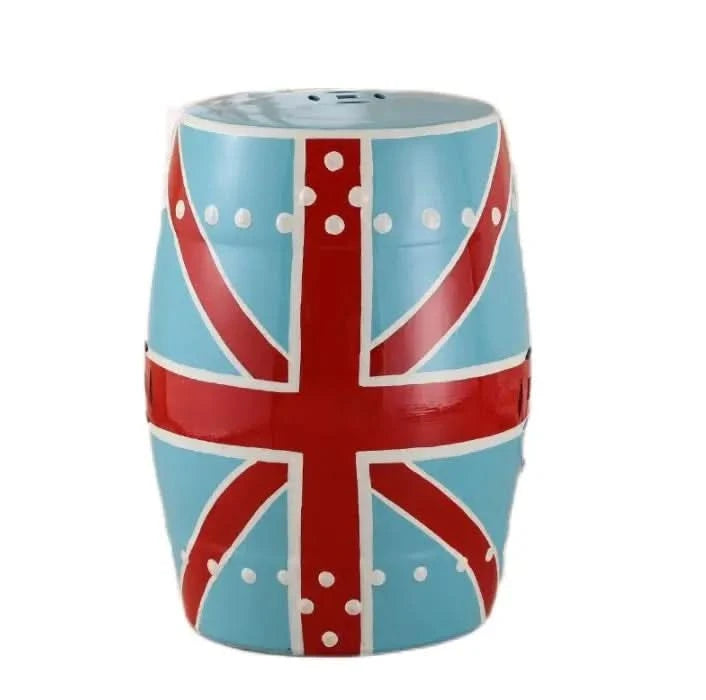 Ceramic Garden Stool with British Flag in Sky Blue or Navy
