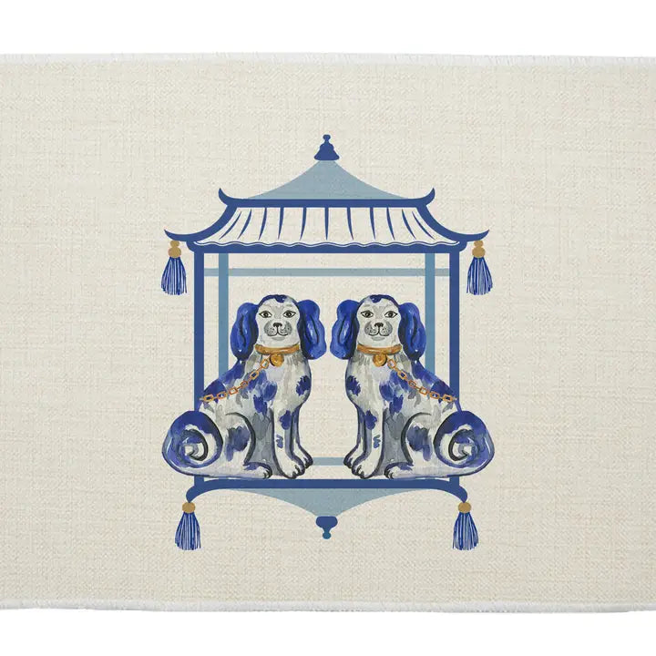 Linen Place Mats Chinoiserie Chic Dog