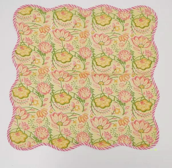 Set of Six Napkins in Sorbet Tropical Flowers Print