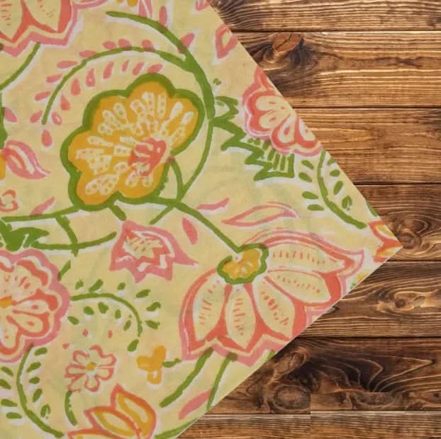 Set of Six Napkins in Sorbet Tropical Flowers Print