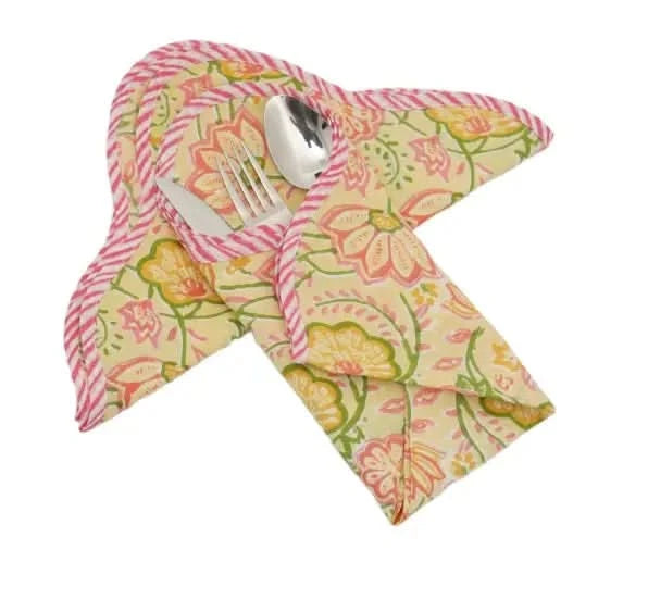 Set of Six Napkins in Sorbet Tropical Flowers Print