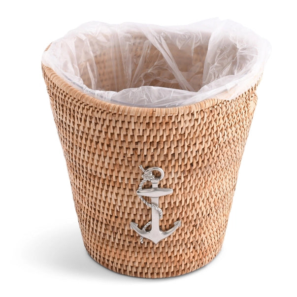 Woven Rattan Nautical Ice Bucket with Anchor Mini