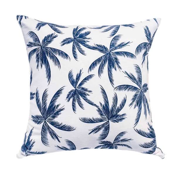 Blue Palm Tree Print Throw Pillow