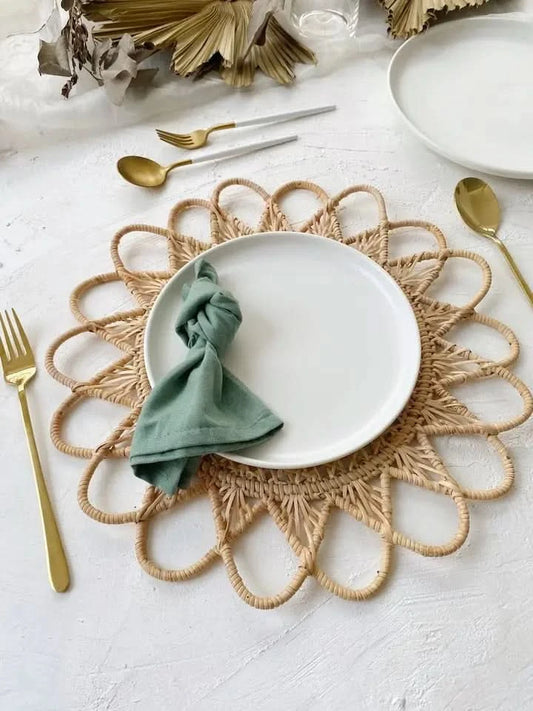 Set of Four Rattan and Cane Placemats