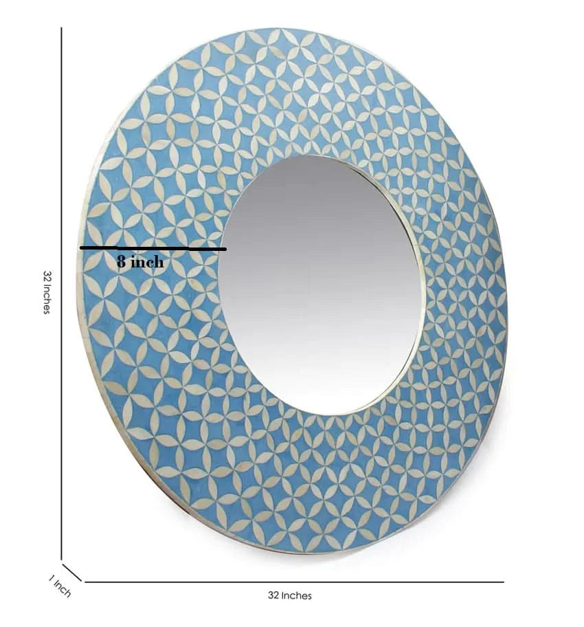 Bone Inlay Blue Mosaic Mirror