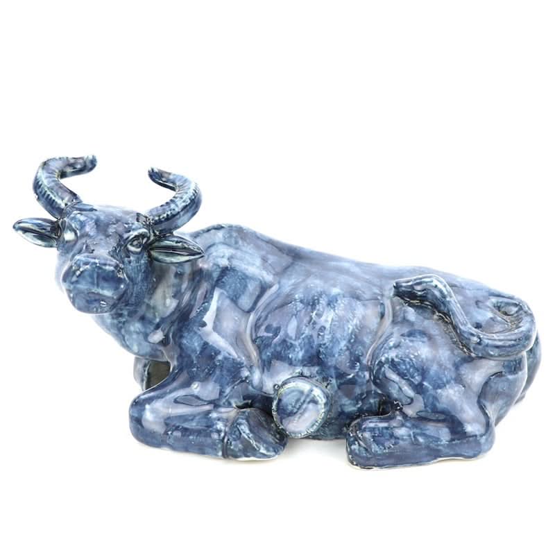 Set of Two Celadon Cow Sculptures