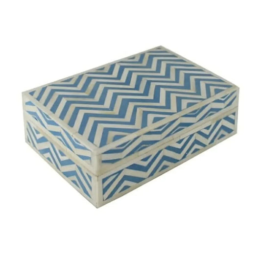 Chevron Stripe Baby Blue and White Inlay Boxes