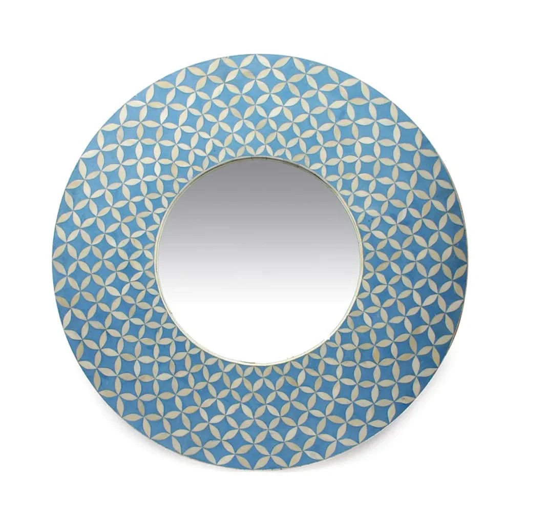 Bone Inlay Blue Mosaic Mirror
