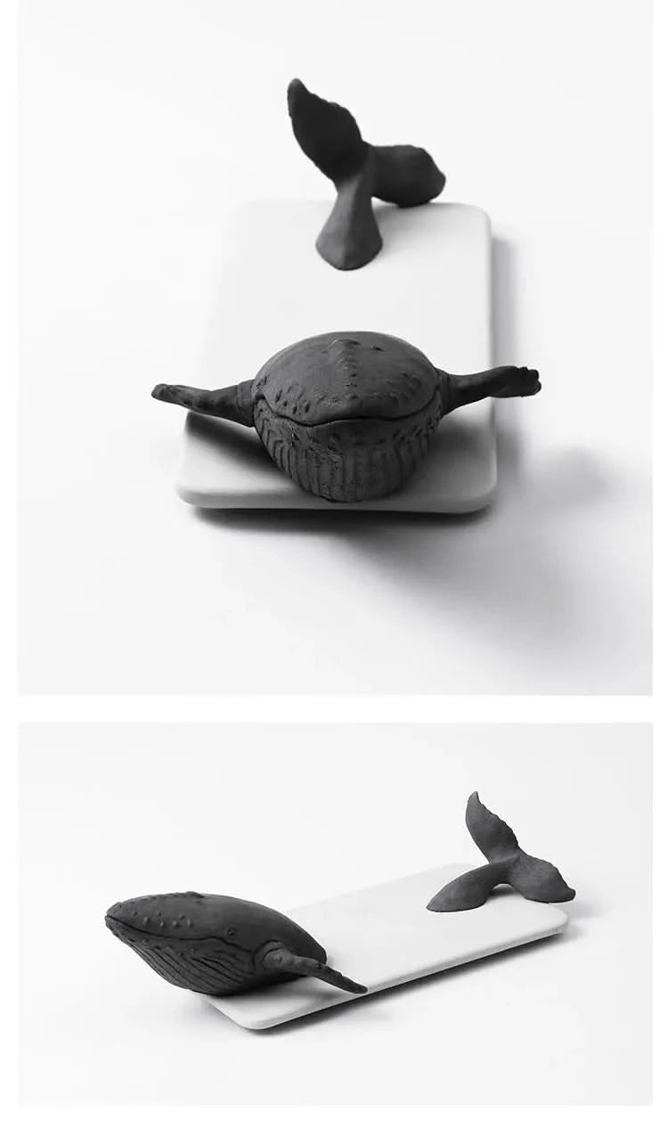 Modern Concrete Whale Sculpture in Black or White