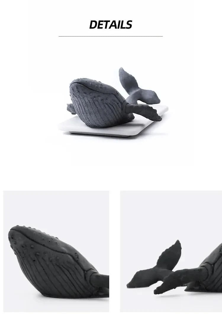 Modern Concrete Whale Sculpture in Black or White