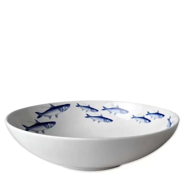 Large School of Blue Fish Serving Bowl