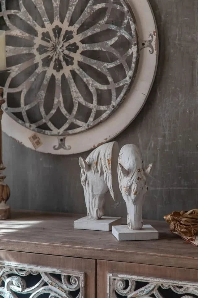 White Wash Horse Head Bookends