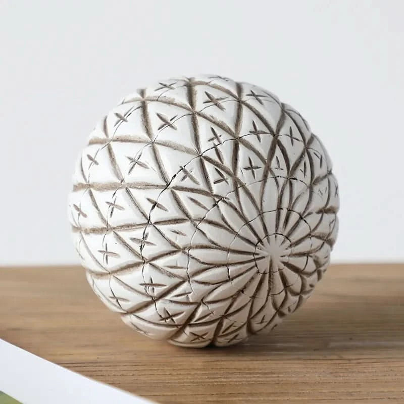 Set of Three White Wash Decorative Spheres