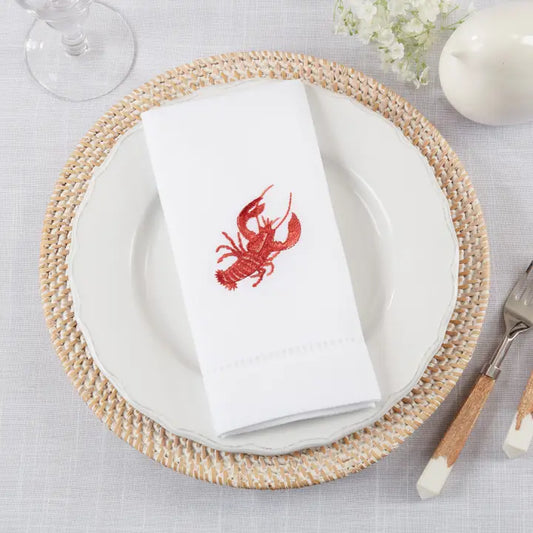 Red Lobster Embroidered Napkins Set of 4