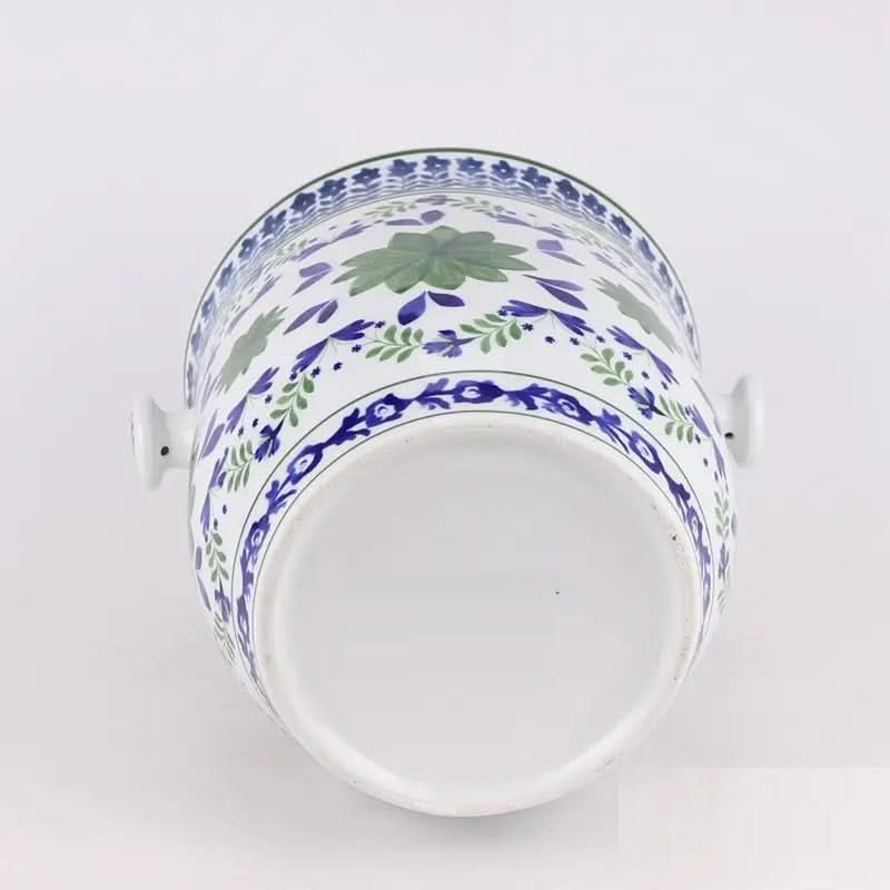 Bamboo Handle Ceramic Champagne Bucket / Planter
