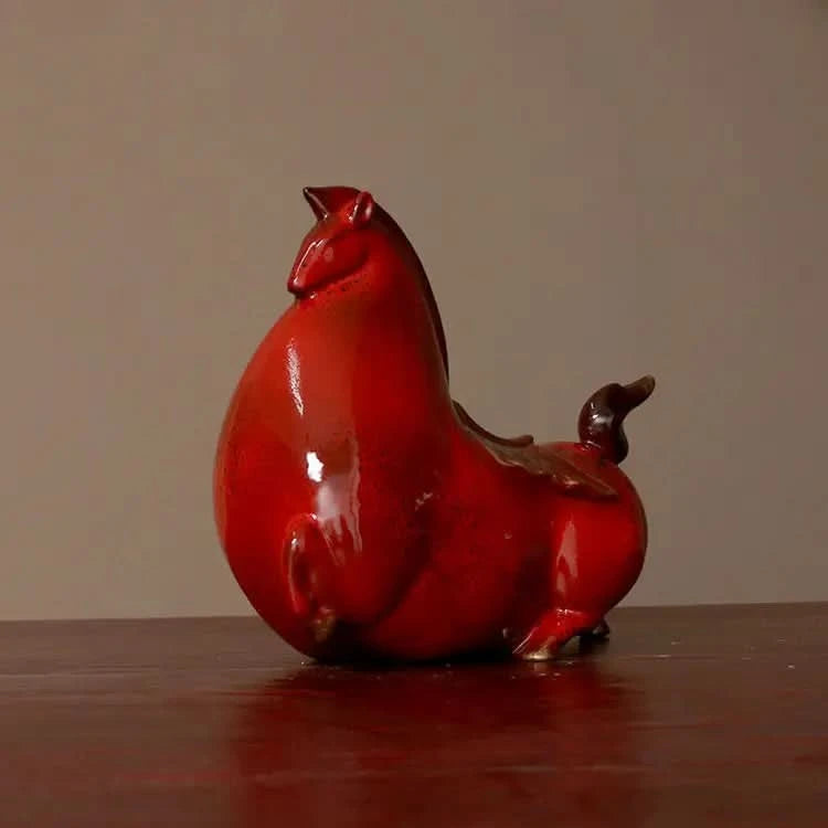 Asian Horses in Red