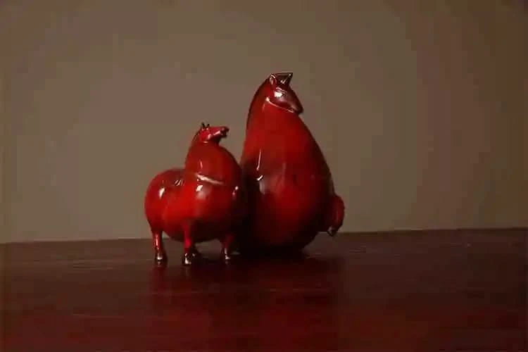 Asian Horses in Red