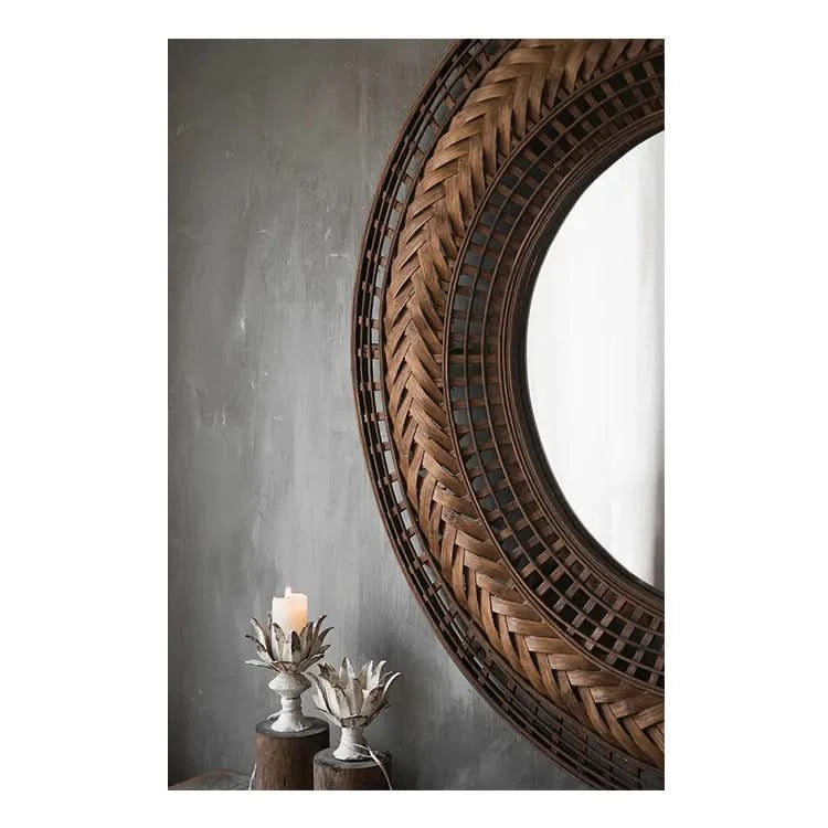 Round Rattan Mirror