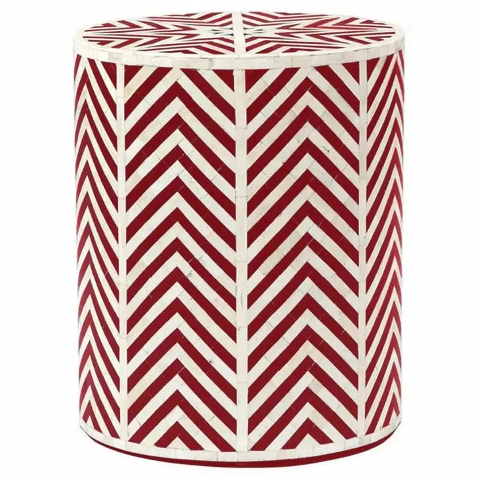 Bone inlay Chevron Stripe Garden Stool