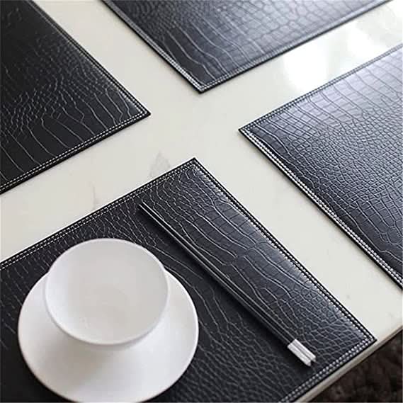 Set of Four Crocodile Vegan Leather Rectangle Placemats