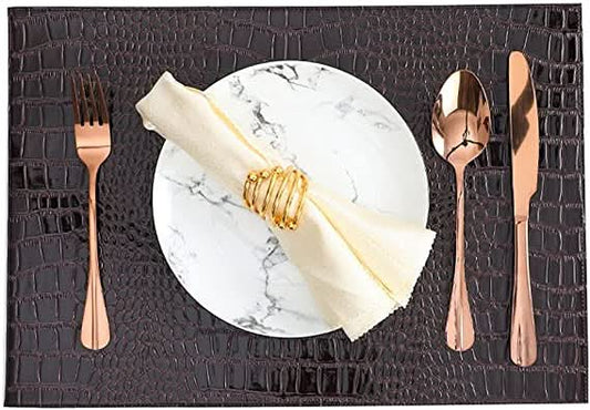 Set of Four Crocodile Vegan Leather Rectangle Placemats
