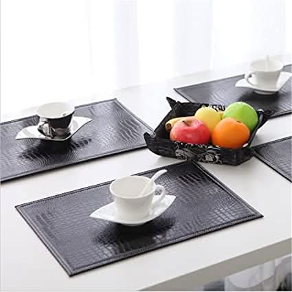Set of Four Crocodile Vegan Leather Rectangle Placemats