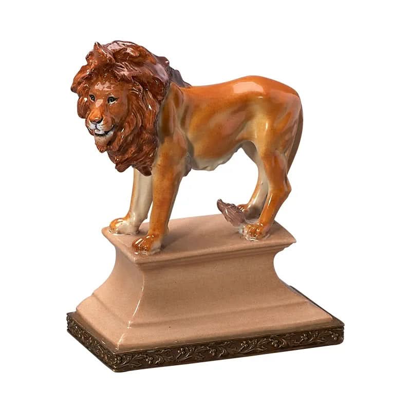 Regency Lions Brass and Ceramic Bookends