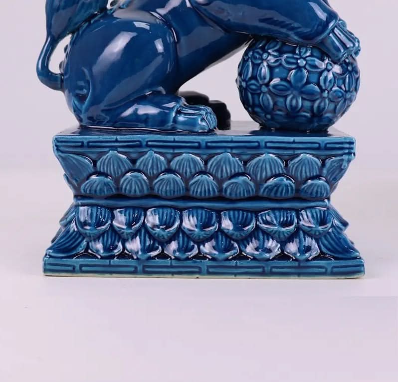 Feng Shui Foo Dog Set of Two in Indigo Blue